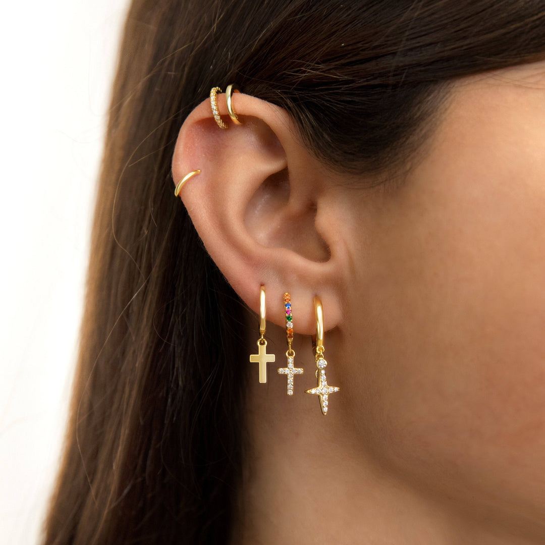 Luxurious Clara double ear cuff, sterling silver or gold-plated, adorned with sparkling rhinestones. Women's.