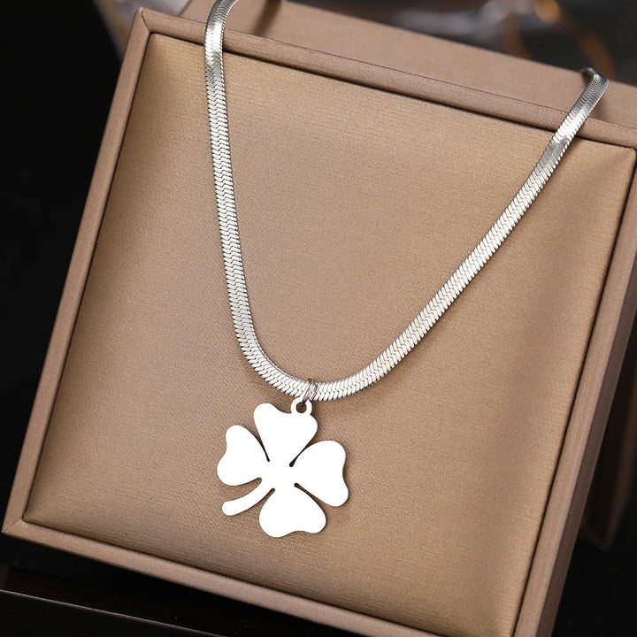 Gold plated classic clover pendant necklace for women, a timeless elegant fashion accessory for everyday.