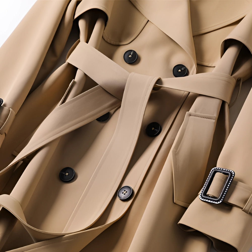 Elegant women's trench coat. Versatile classic outerwear perfect for fall, spring, office wear, or casual chic.