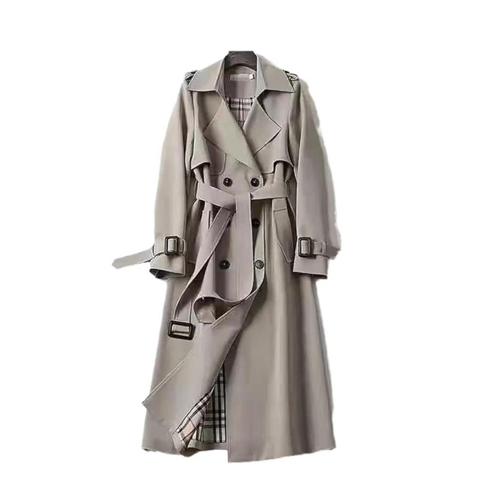 Women's elegant classic trench coat. Versatile outerwear for fall/spring, suitable for office wear or casual chic.