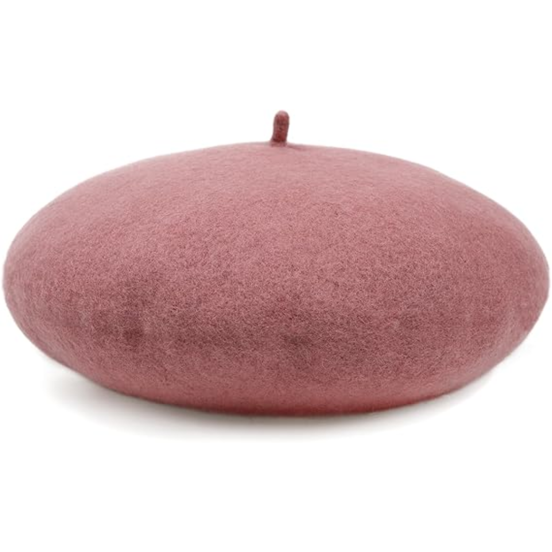 Women's classic French wool beret in black, elegant and warm.