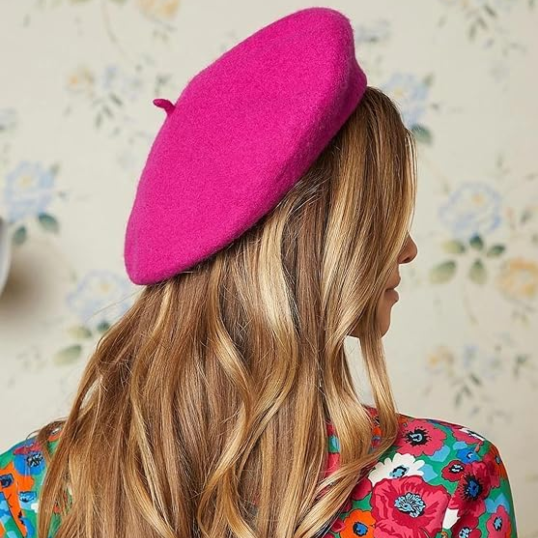 Women's warm wool beret, providing both comfort and elegance.
