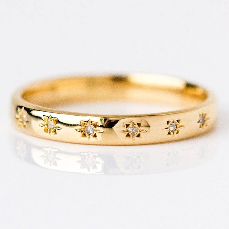 Women's classic gold plated zirconia ring, sparkling & elegant jewelry, a perfect gift for her.