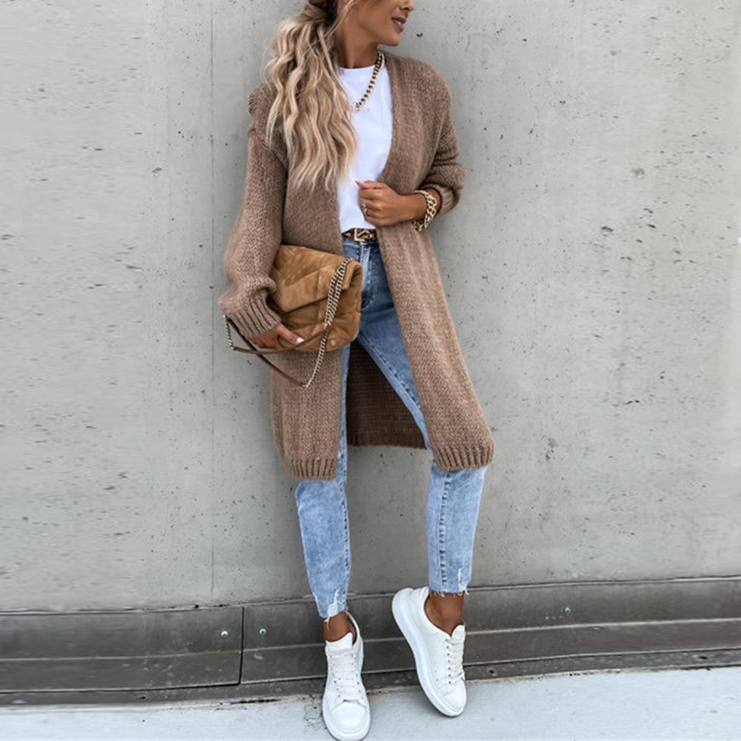 Fall fashion women's classic cardigan, perfect for winter layering & comfort wear.