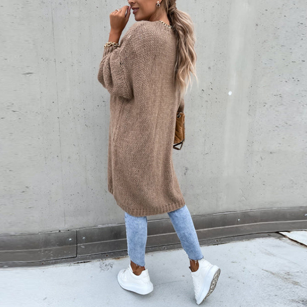 Long sleeve women's comfort cardigan, a classic knit for effortless elegance.