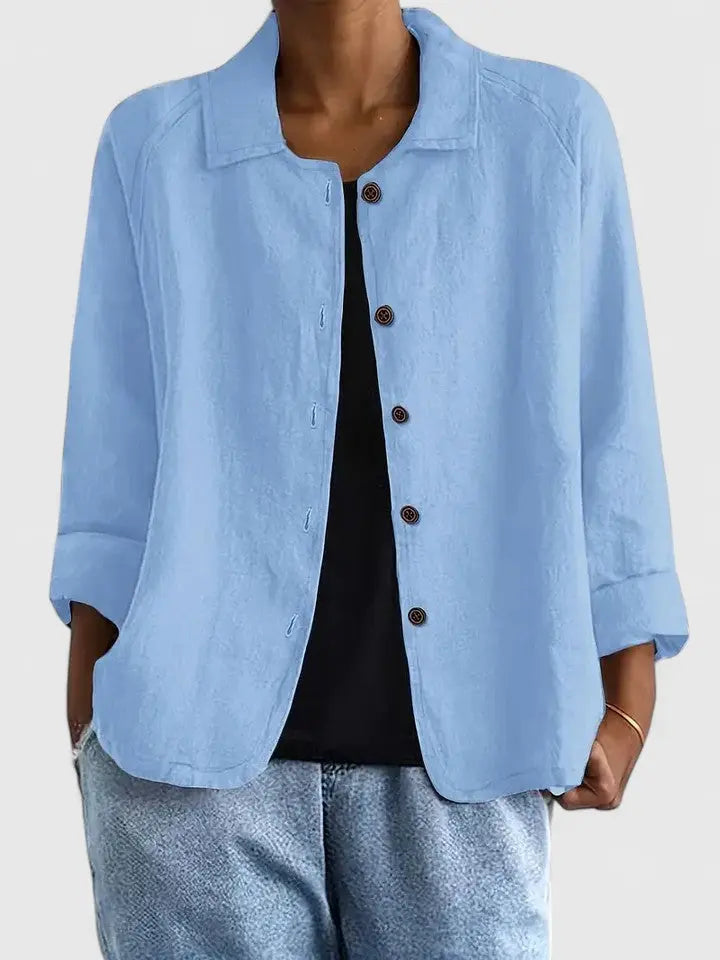 Simple & soft women's light top, a comfortable everyday wardrobe essential. Relaxed fit for spring & summer.