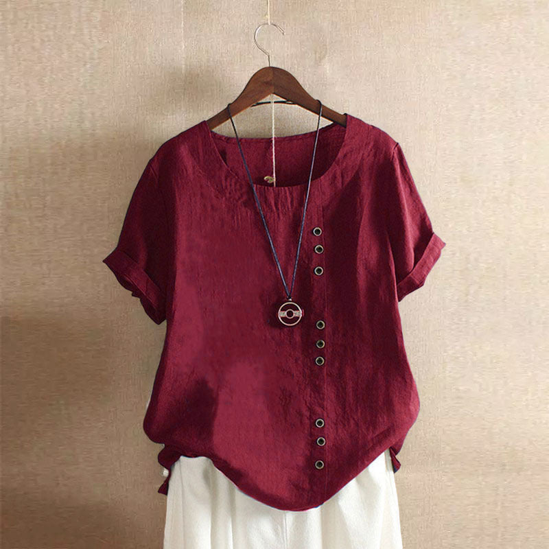 Casual and comfortable women's classic short sleeve round neck t-shirt. A basic, timeless piece for any look.