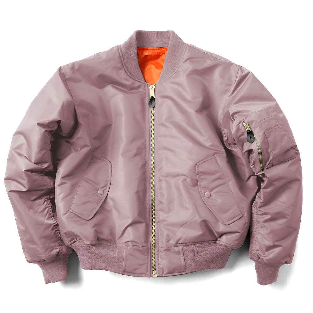 Zip-up women's bomber jacket, classic rib-knit for comfort and versatile fashion outerwear.