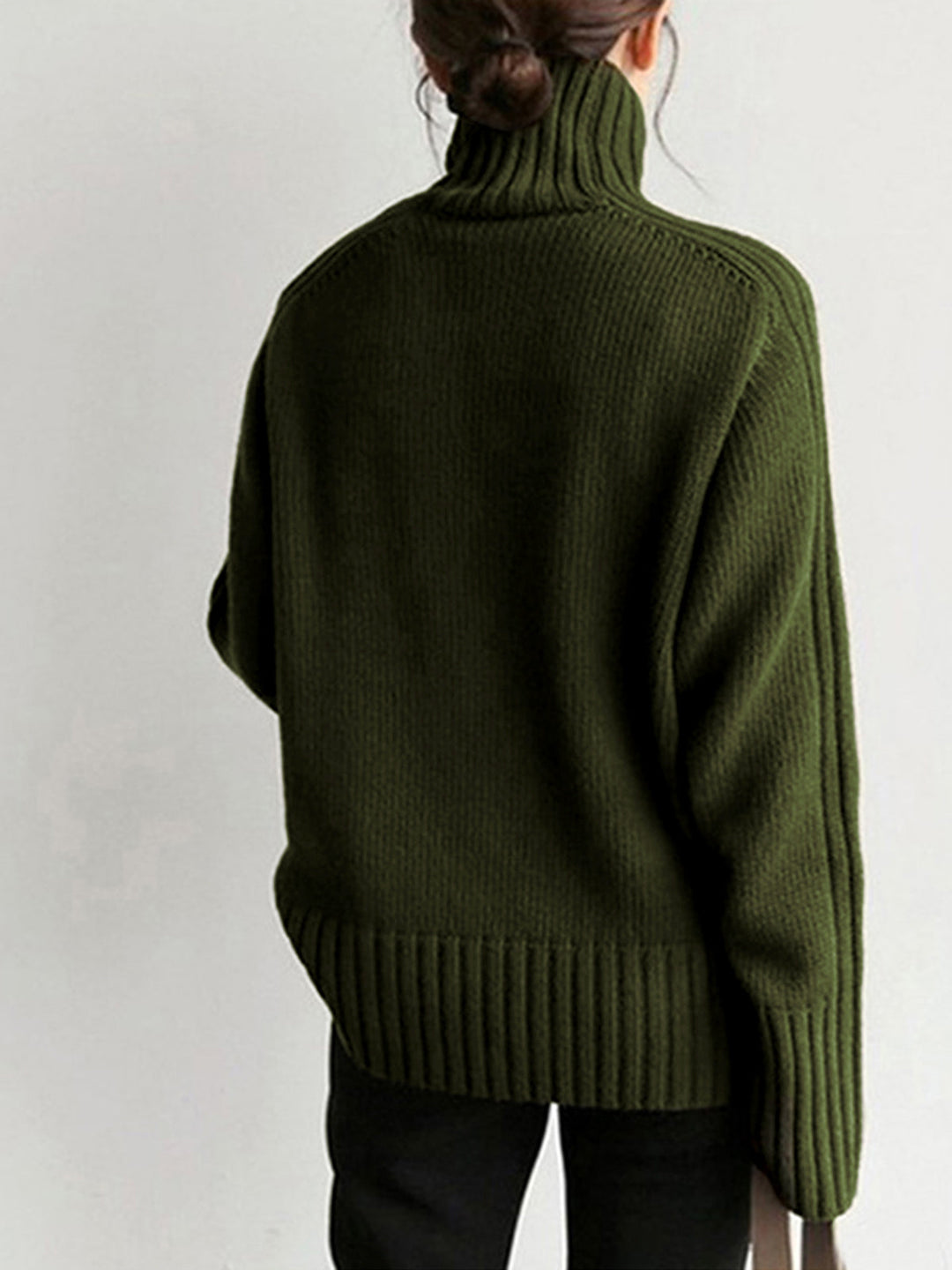 Versatile women's navy roll neck sweater, a comfortable long sleeve knit top for all classic winter looks.