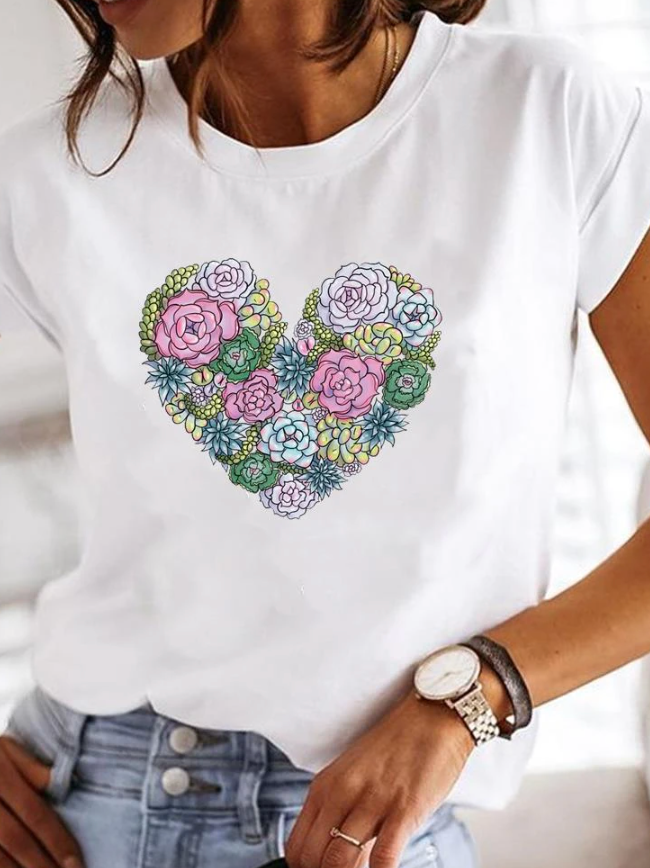 Women's classic short sleeve top, a versatile summer t-shirt in a relaxed fit for comfortable everyday apparel.