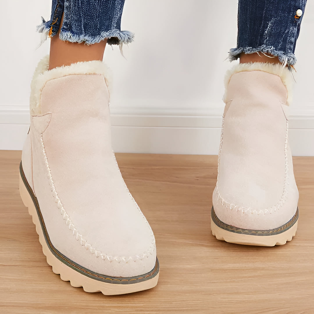 Women's classic warm snow booties. Non-slip winter ankle boots for everyday comfort & cozy wear.