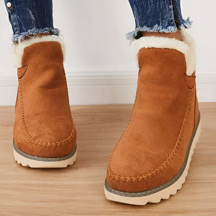 Classic women's warm snow booties. Versatile non-slip ankle boots, ideal for winter style & comfortable daily wear.