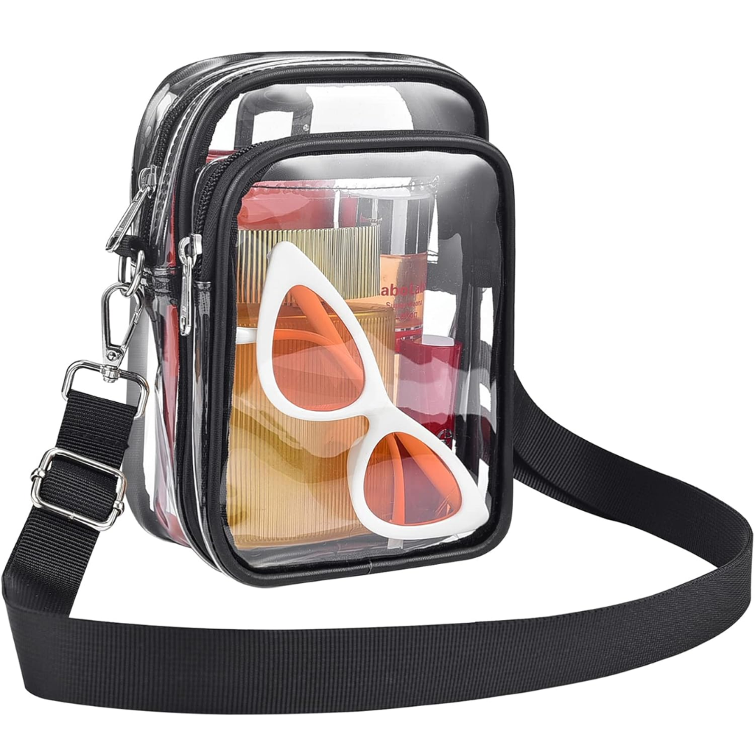 Women's Clear Crossbody Bag, stadium approved, with adjustable removable strap, front view