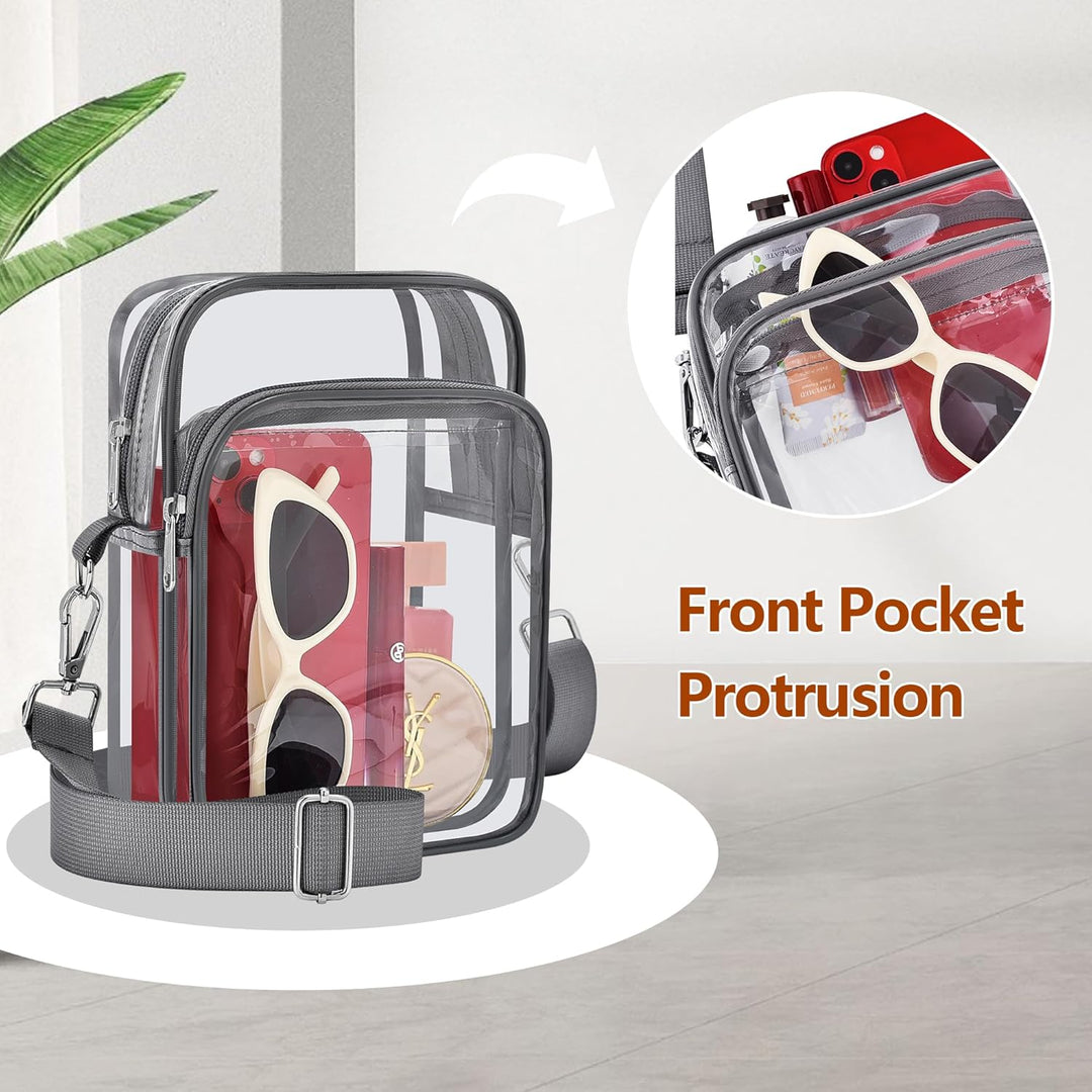 Women's transparent messenger bag, stadium compliant, with a convenient removable shoulder strap
