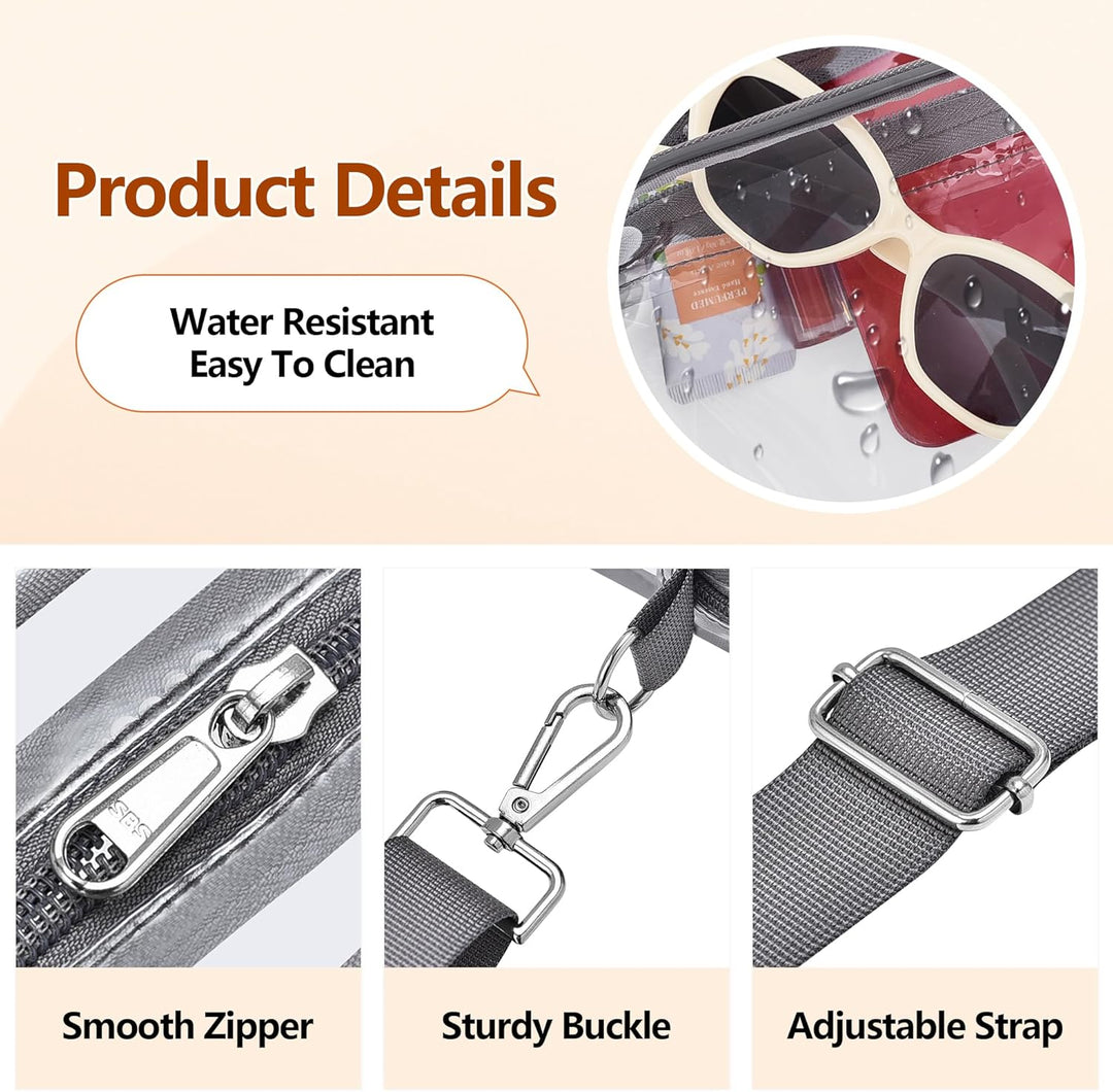 Modern clear crossbody bag with an elegant removable strap, design for women's daily essentials