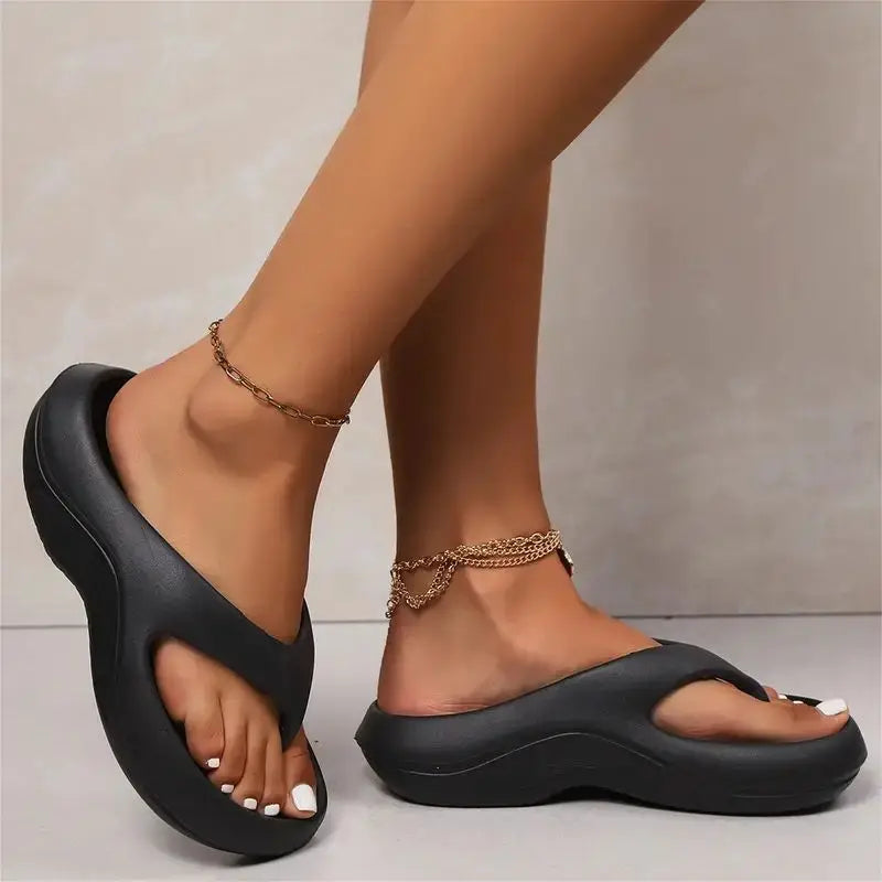 Lightweight women's platform flip flops designed for all-day comfort. Perfect summer sandals & beach shoes.