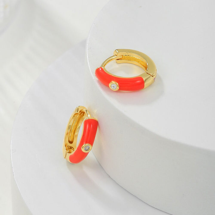 Vibrant colorful earcandy earrings, a stylish gold-plated gift for women, perfect fun fashion accessory.