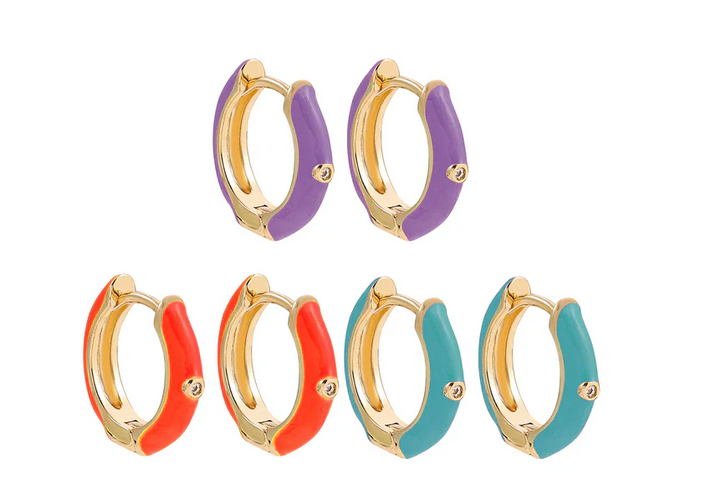 Modern women's colorful earcandy earrings, stylish gold-plated fashion jewelry, versatile & fun accessory.