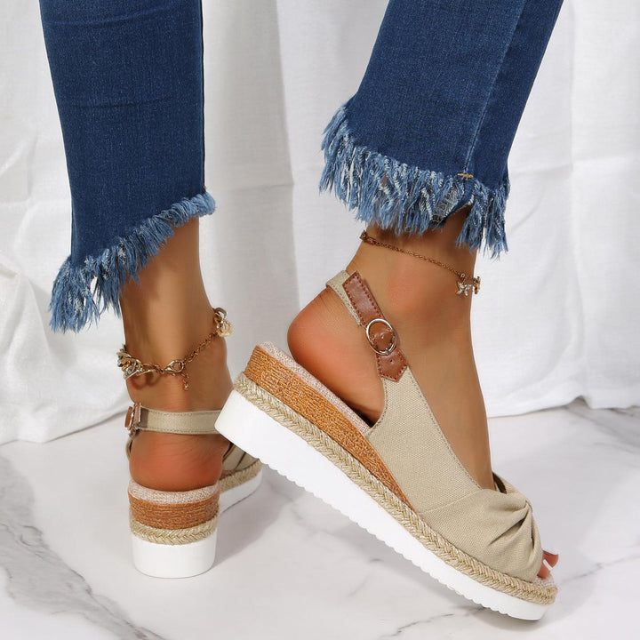 Fashionable ladies ComfiLift wedge sandals, stylish summer shoes for everyday wear.