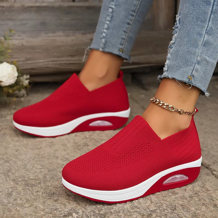 Women's comfort air-cushion orthopedic walking sneakers. Lightweight, non-slip, stylish, offering foot pain relief.