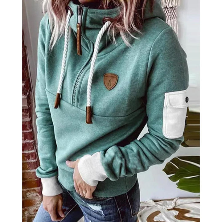 Comfort fit solid color zip up hoodie for women. Ideal casual sweatshirt for layering in all seasons.