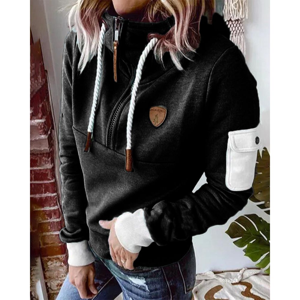 Everyday comfort: Women's solid color zip hoodie. Casual long sleeve sweatshirt for fall, winter, & spring.