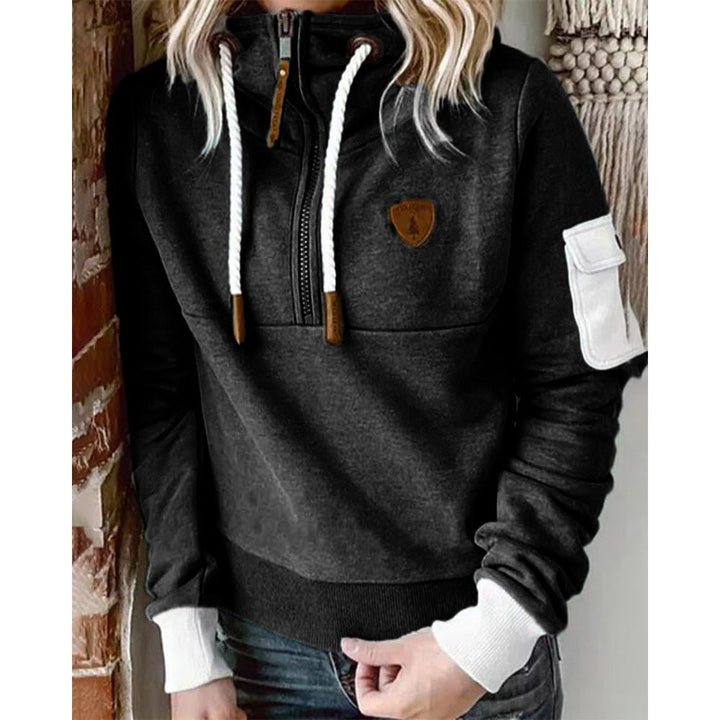 Women's casual zip hoodie, solid color long sleeve sweatshirt for comfort fit & everyday style.