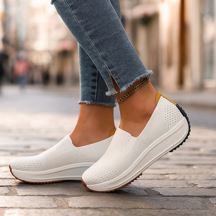 Women's Comfort Flex slip-on walking shoes with breathable knit upper, ideal for daily casual wear.