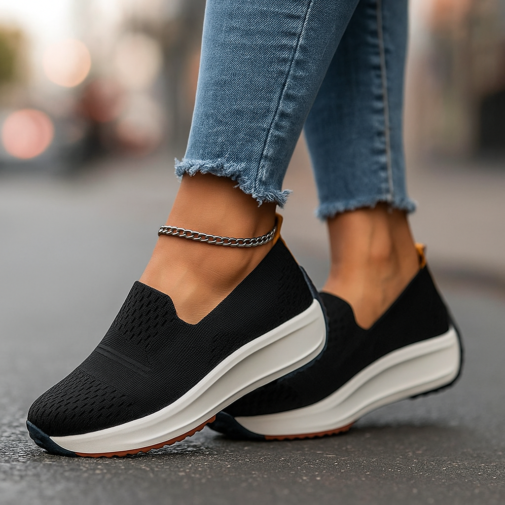 Lightweight women's slip-on walking shoes offering orthopedic support and superior comfort for everyday use.