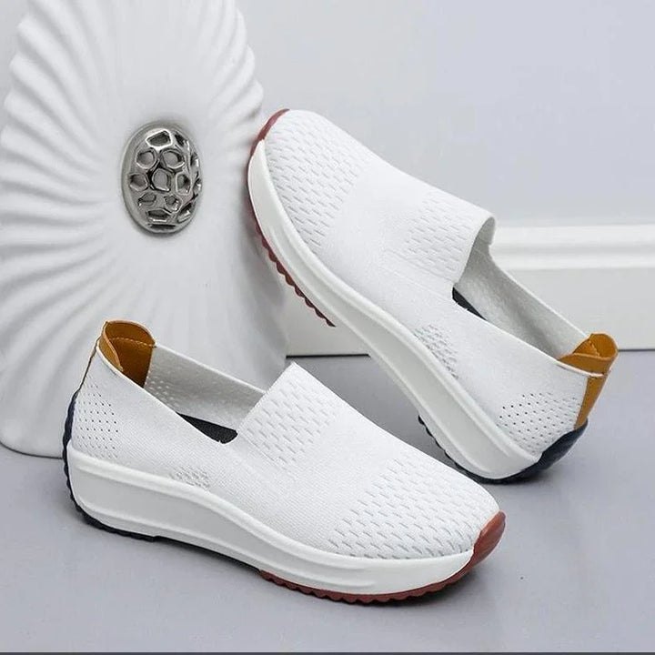 Women's Comfort Flex slip-on shoes: breathable knit, lightweight, & orthopedic support for walking & casual fashion.