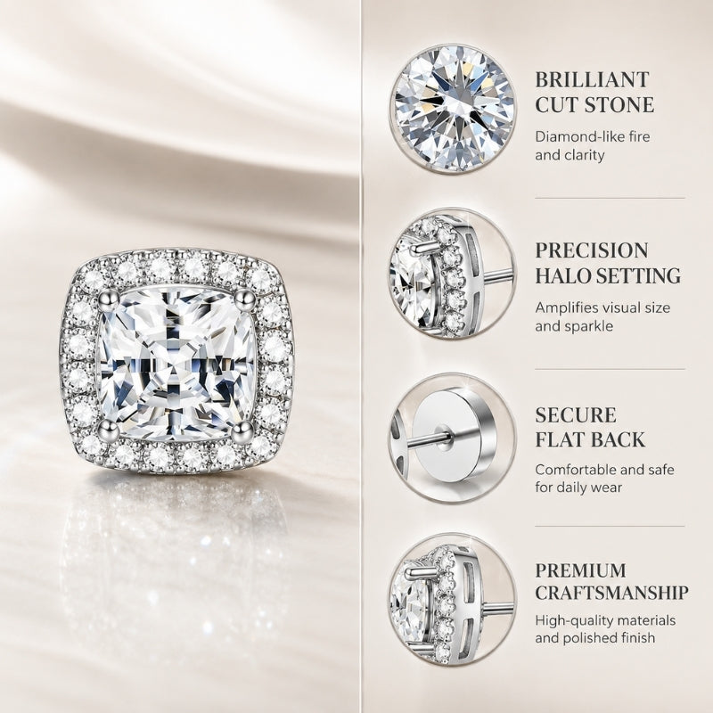 Elegant sterling silver stud earring set with flat backs, comfortable for women, ideal for all occasions.