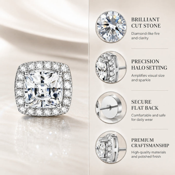 Elegant sterling silver stud earring set with flat backs, comfortable for women, ideal for all occasions.