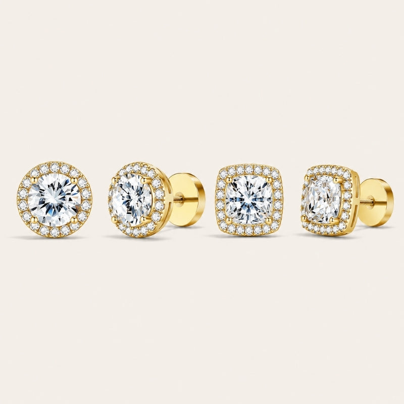 Women's comfortable halo stud earrings, flat back for sleep-safe all-day wear, sterling silver jewelry.