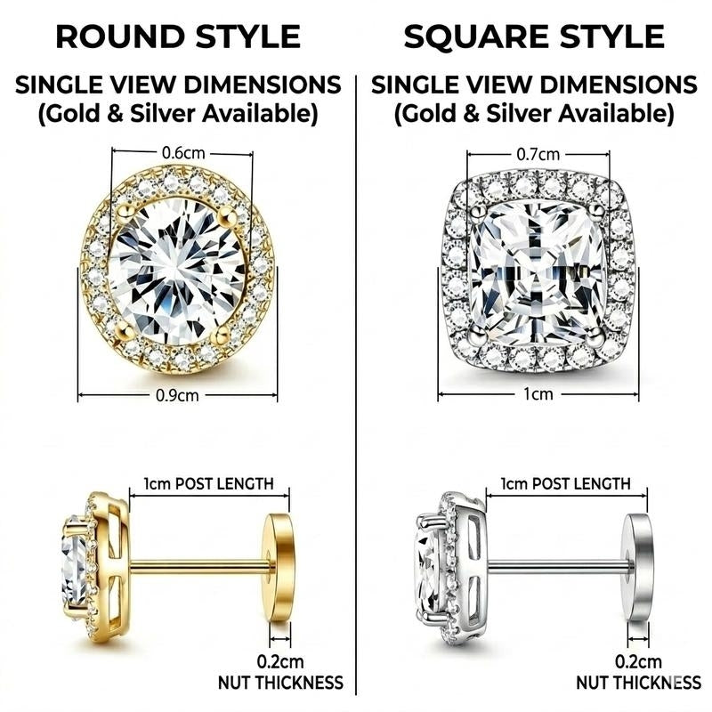 Halo stud earring set for women, sterling silver, flat back ensures comfort & sleep-safe wear.