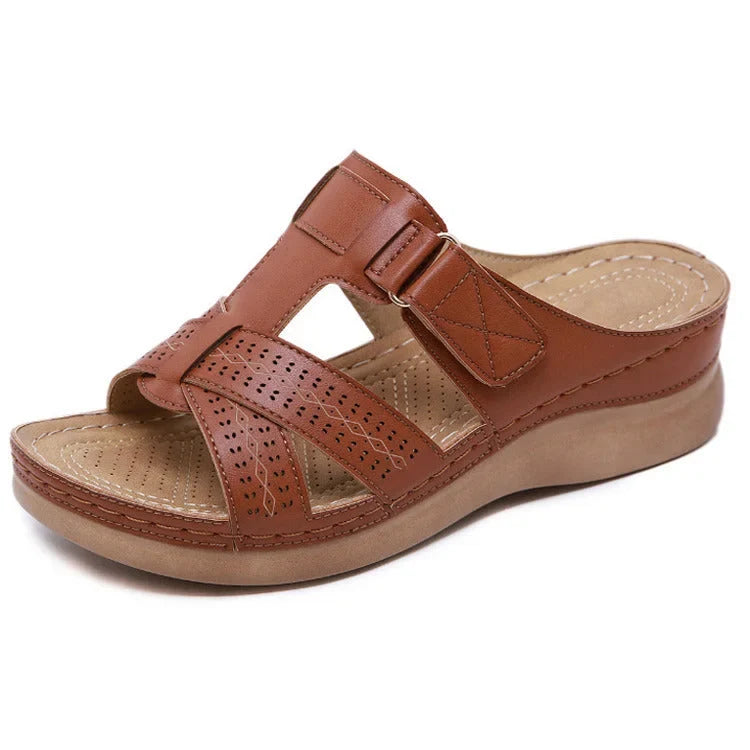 Durable non-slip sole women's orthopedic sandals, offering stable foot support & walking comfort.