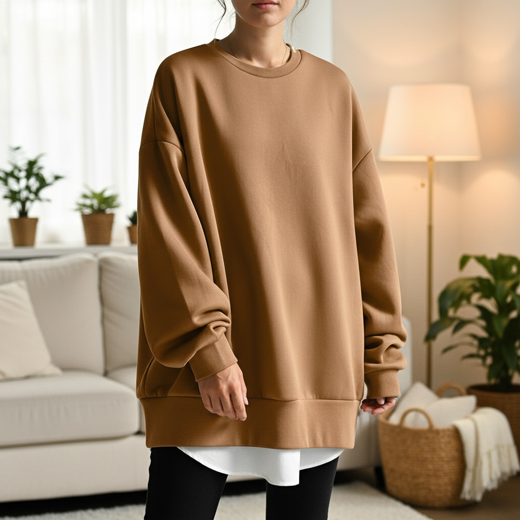 Women's comfort oversized knit sweater, cozy long sleeve pullover for winter and autumn fashion