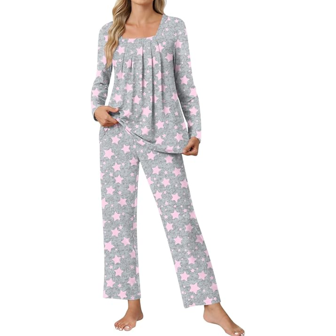 Women's comfortable loungewear, 2-piece pajama set with pockets, ideal for relaxing