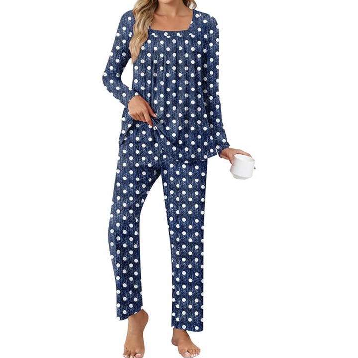Soft women's sleepwear, 2-piece pajama set Laetitia with pockets for comfort