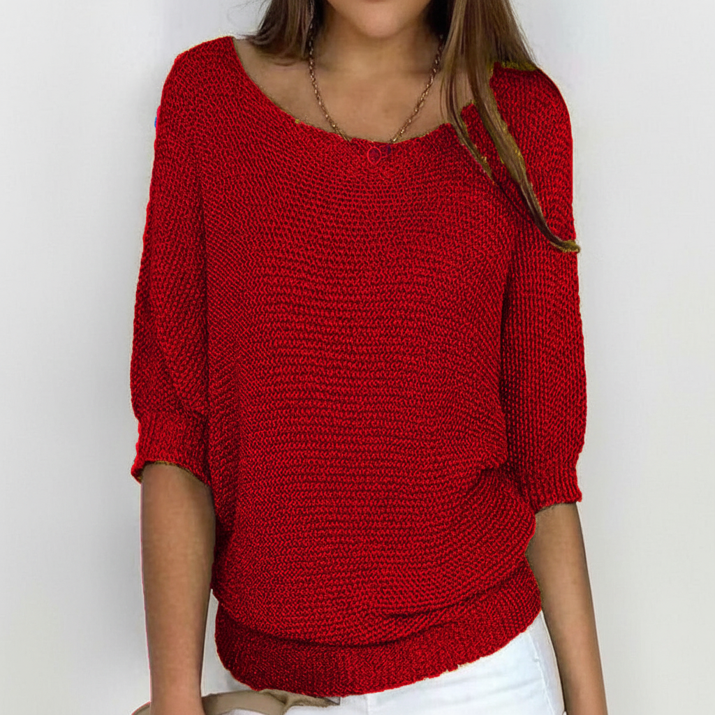 Autumn fashion batwing sleeve knit sweater for women, versatile and easy to style.