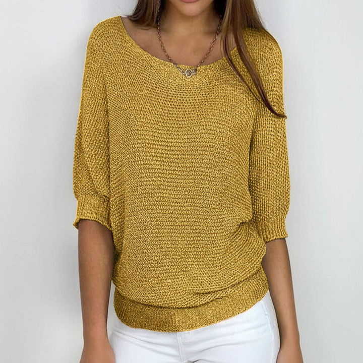Gabriele women's batwing sleeve knit sweater, offering a loose and comfortable fit.