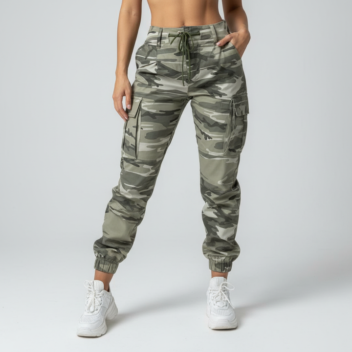 Annemarie women's camo cargo pants with multiple pockets, relaxed fit, perfect for casual fashion