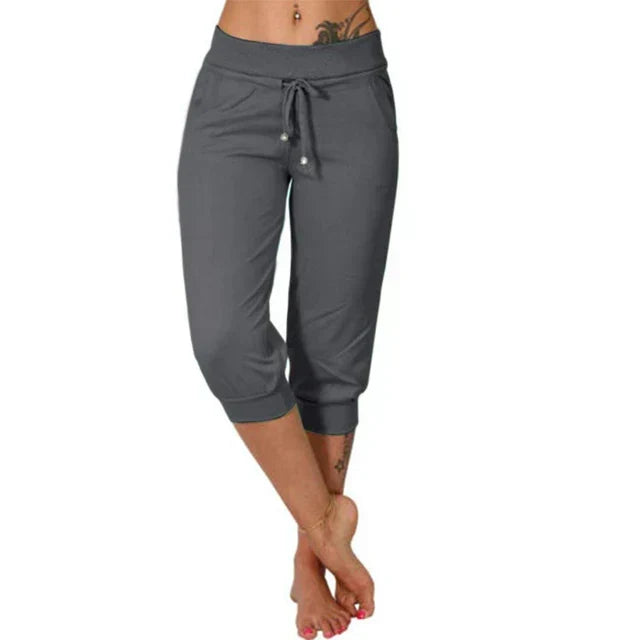 Luna women's comfortable casual capri pants with drawstring, ideal for everyday lounge & active style.