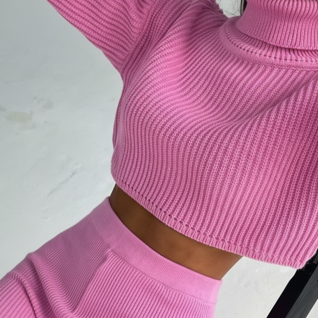 Laura women's versatile casual set: a comfortable crop top paired with fitted trousers