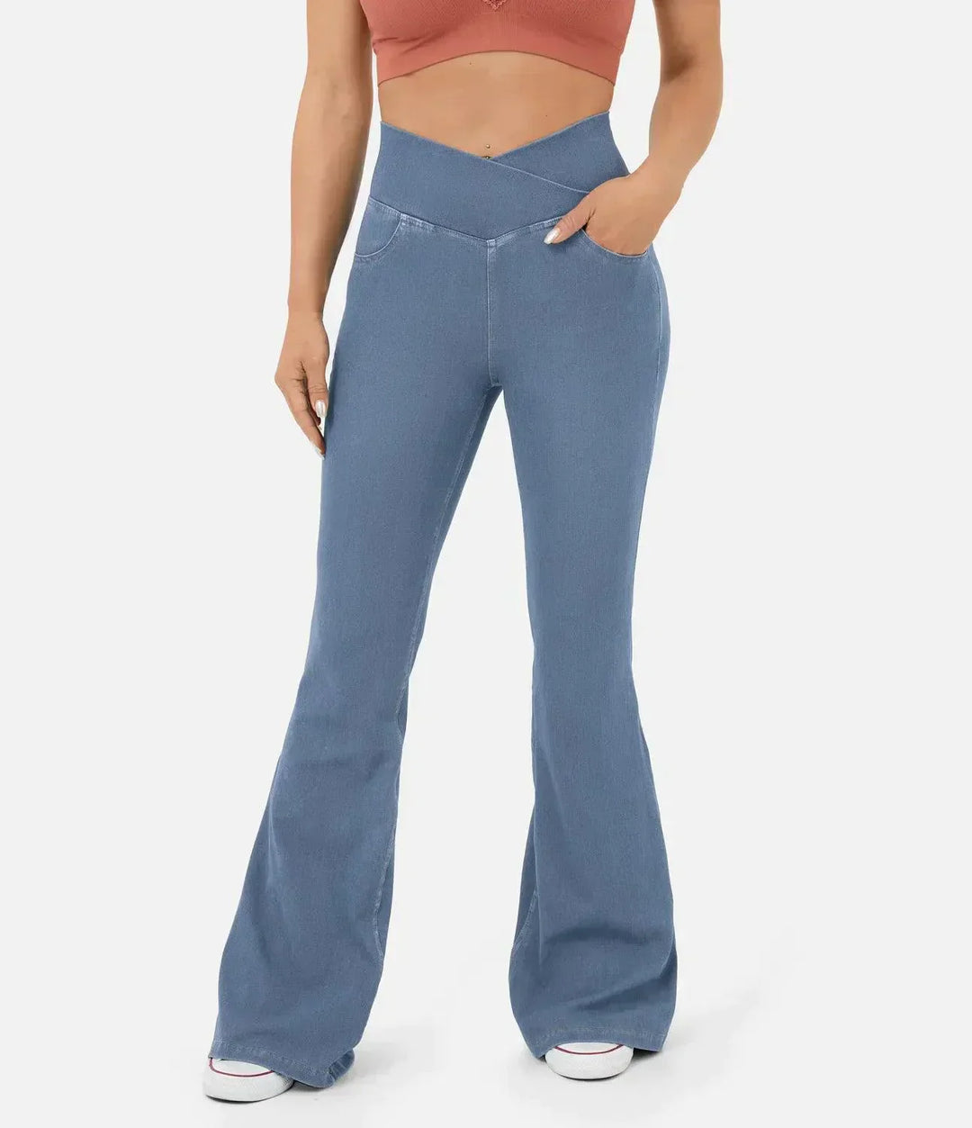 Women's comfortable curvy high waist jeans, perfect for everyday wear.