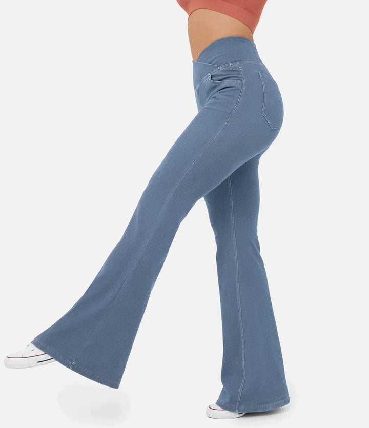 Flattering curvy fit high waist stretch jeans for women, ultimate comfort.