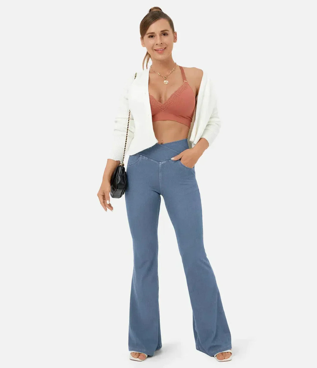 Black flattering curvy high waist jeans for women, versatile casual wear.