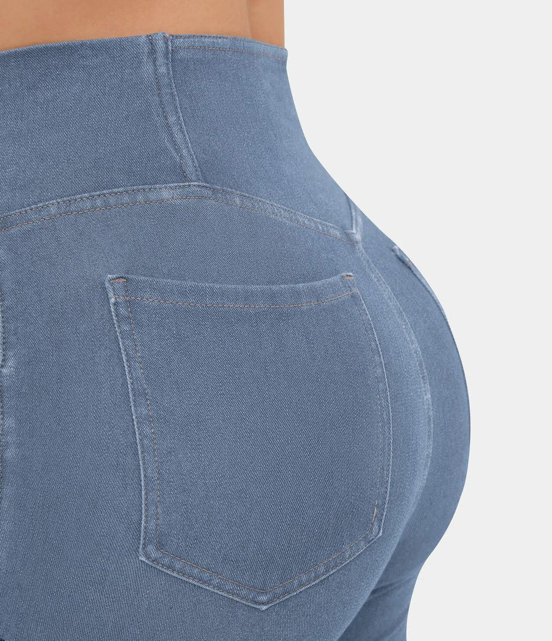 Women's Aria high waist curvy fit stretch jeans in light blue, ultimate comfort & style.