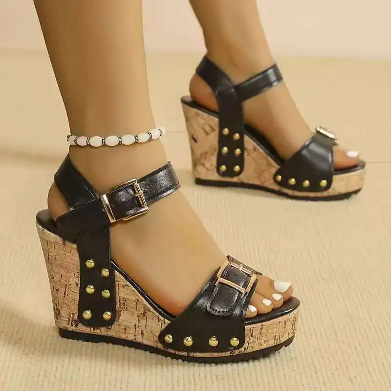 Women's orthopedic wedge sandals with double buckles. Extremely comfortable and supportive summer footwear.
