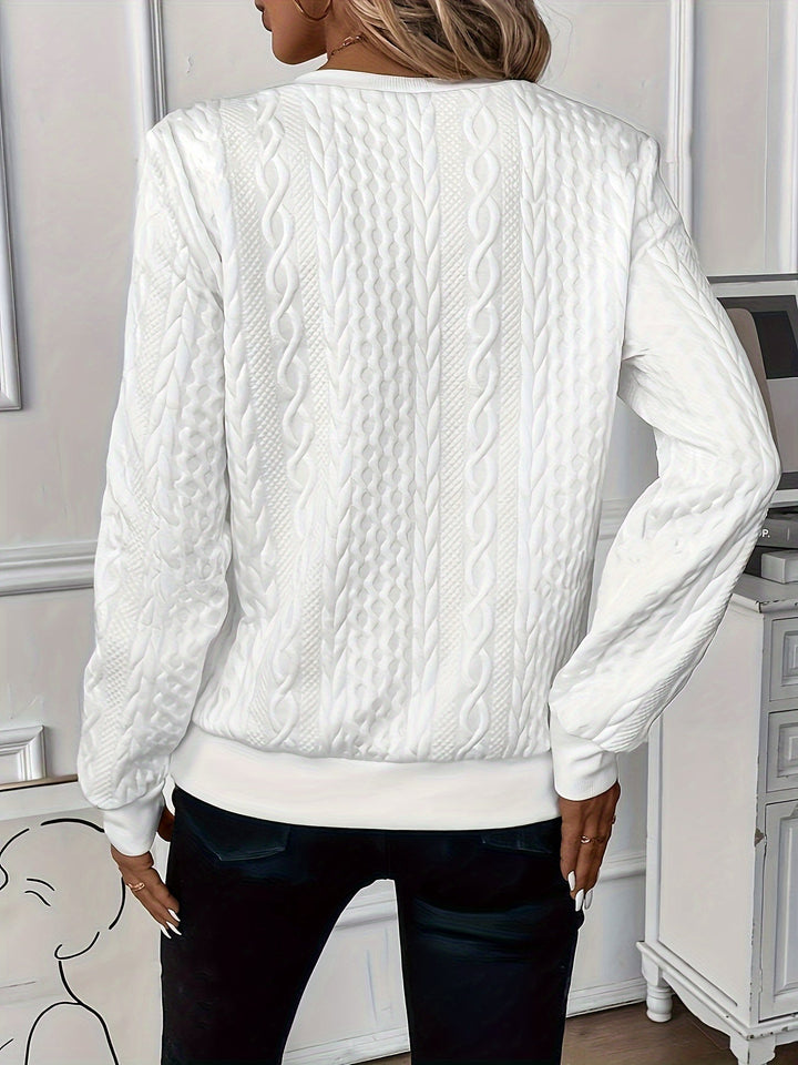 Warm women's zip-up jumper, comfortable soft knit, great for winter layers.