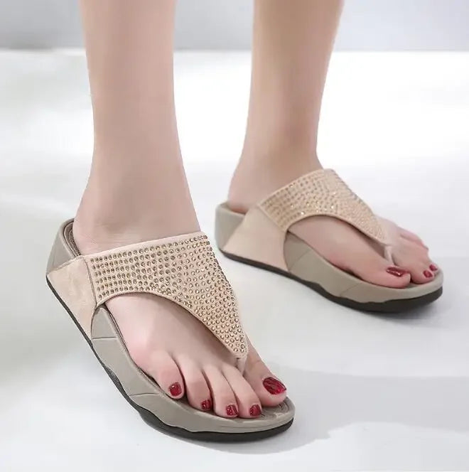 Women's comfortable Geneva platform slippers with rhinestone accents, perfect for summer casual wear